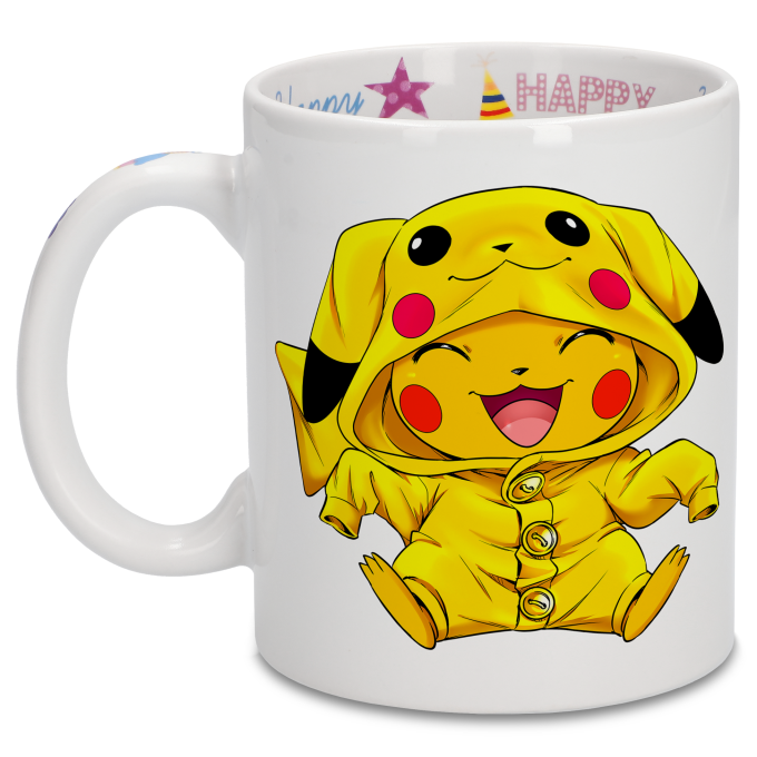 Tazza di compleanno con stampa sul manico, interno ed esterno - Parodia  Pokémon - Pikachu - Ultimate Cosplay (Tazza di qualità premium - Stampata  in Francia - Rif : 880)