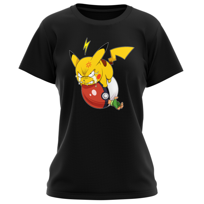 T-shirts de mulher Pardias mang Pikachu e Ash Ketchum
