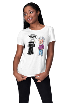 Star Wars Parody White Women\'s T-shirt - Darth Vader and George Lucas - I  am your Father (Funny Star Wars Parody - High Quality T-shirt - Size 887 -  Ref : 887)