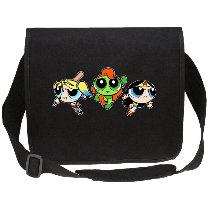 Bolsos bandolera Canvas Parodias de pelculas Bubbles, Buttercup y Blossom aka Harley Quinn, Mujer Maravilla and Hiedra Venenosa