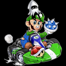 Kart Fighter Player 2  Luigi Okiwoki Casquette Noire Parodie Mario Kart Casquette de qualité supérieure - imprimé en France