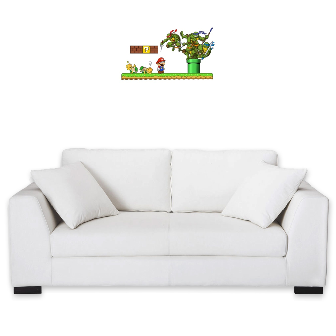 Adhesivos murales Parodias de videojuegos Donatello,Leonardo,Raphael, Michelangelo y Mario