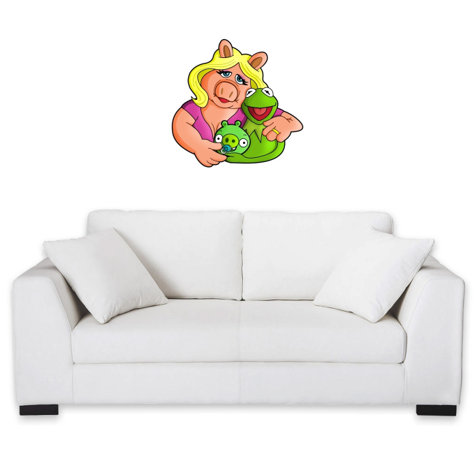 Adesivos da parete Videogiochi Parodie Angry Birds, Kermit e Peggy